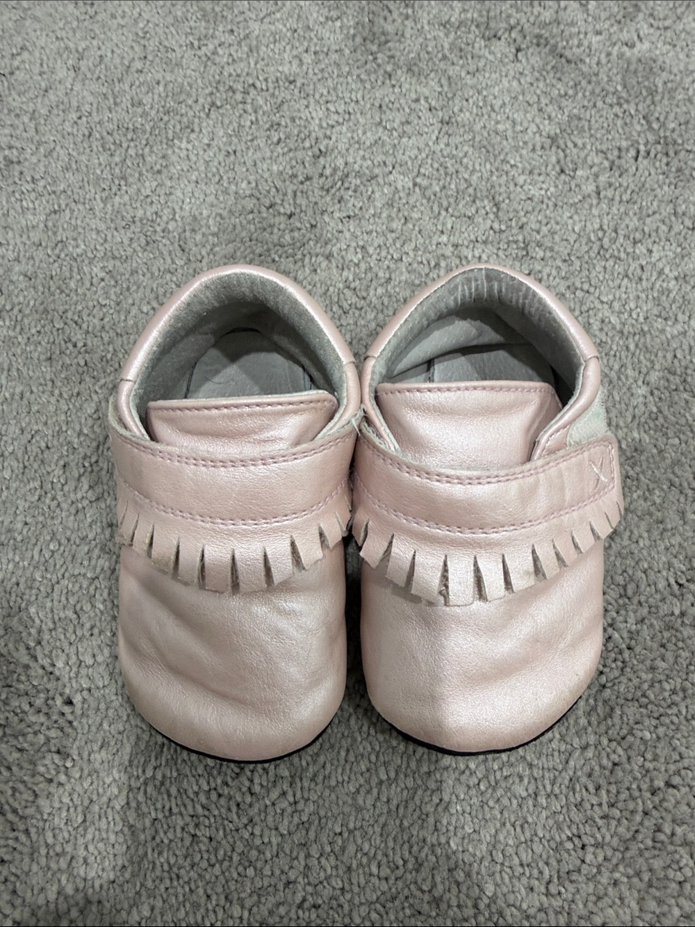 Jack & Lily Pink Fringe Leather Baby Moccasins